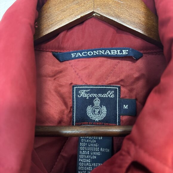Faconnable Red Jacket Lightweight Outerwear Button Up Coat Nylon Blend Mens M - Picture 4 of 6